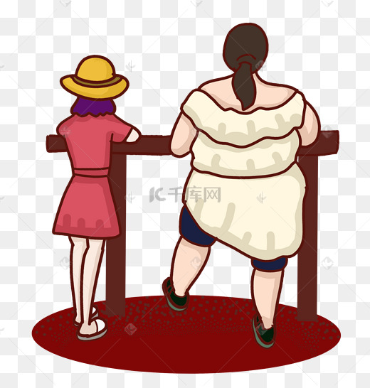女神和女汉子卡通插画图片