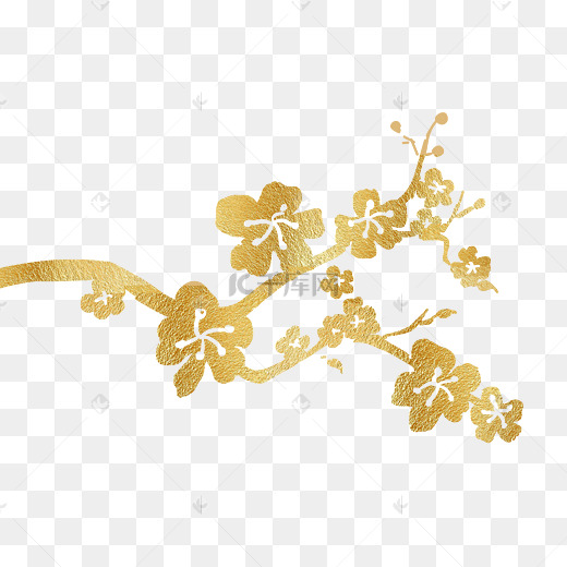 新年金色烫金梅花装饰图片
