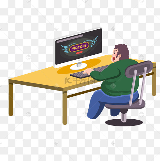 卡通小胖子在打游戏图片