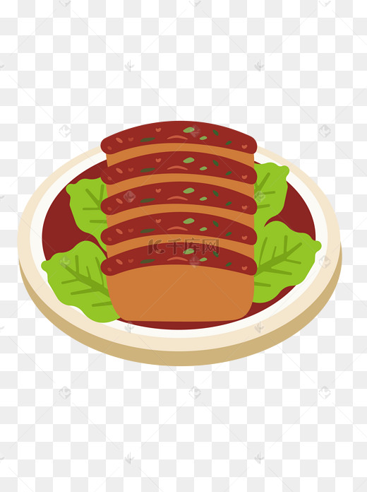 卡通手绘梅菜扣肉矢量图图片