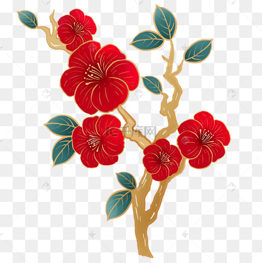 国潮金边花卉图片