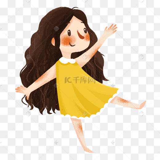 跳舞的小女孩卡通png素材图片