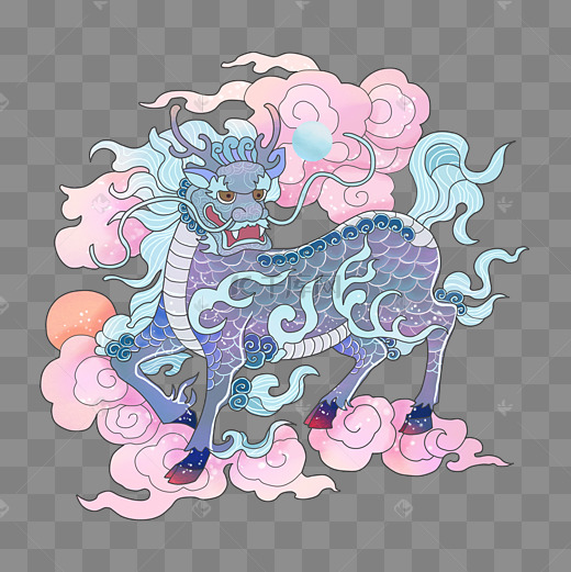 麒麟五彩瑞兽圣兽吉祥中国传统png图片