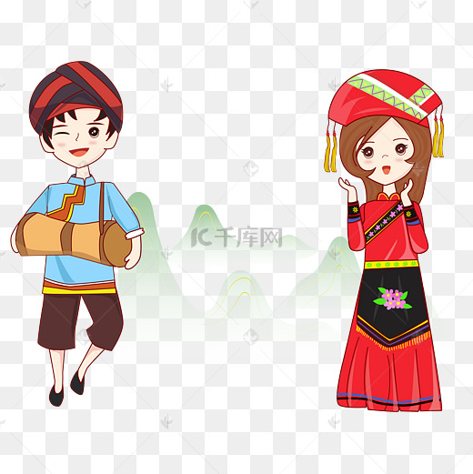 三月三壮族男女矢量图图片