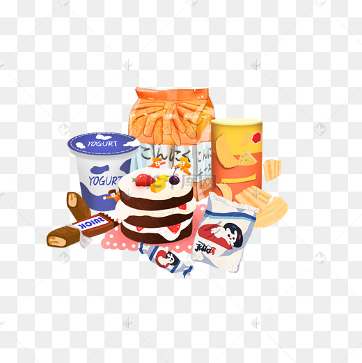 一堆手绘零食图片