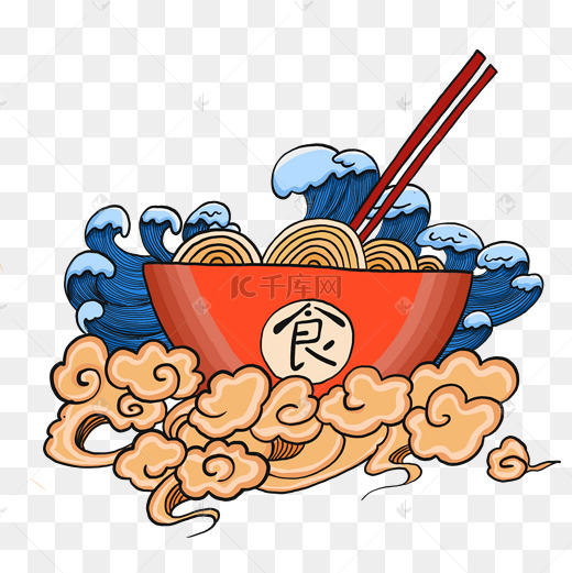 手绘国潮美食图片