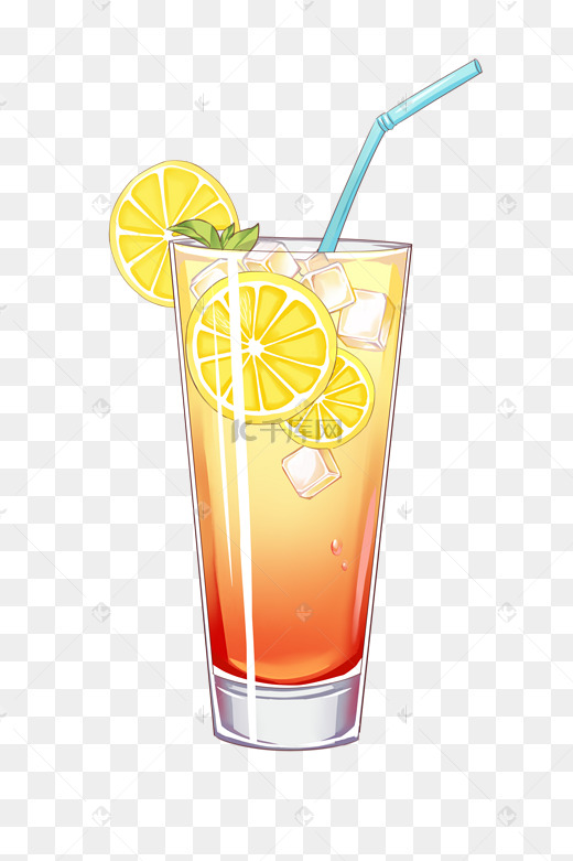 夏天手绘卡通果汁冷饮清新插图图片
