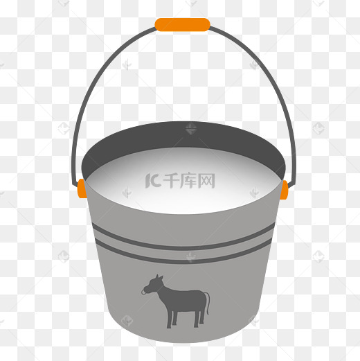 灰色牛奶桶卡通插画图片
