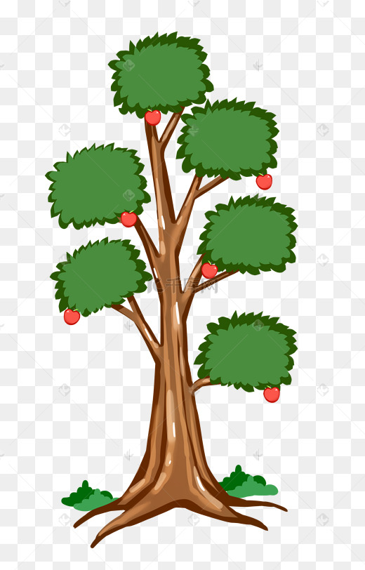 手绘平面苹果树状图图片