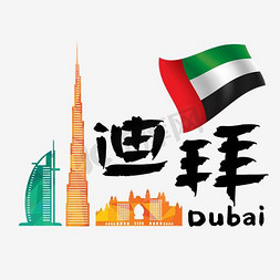 旅游热门城市—迪拜矢量艺术字