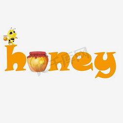 橙色honey艺术字橙色字母蜂蜜甜食美味蜂蜜美味蜂蜜千库原创PNG