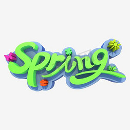 艺术字spring矢量图