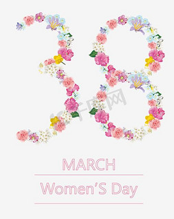 妇女节花朵免抠艺术字图片_花朵集38妇女节海报