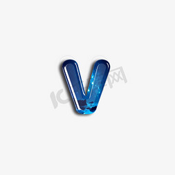 玻璃宝石质感字母V