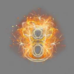 光芒层次火焰倒计时数字8