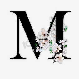 欧式奢华免抠艺术字图片_奢华大牌中国风花朵字母M装饰
