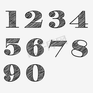千库原创黑色数字手绘0-9艺术字