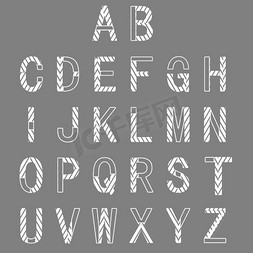 线条字母英文字母免抠艺术字图片_白色26个英文字母