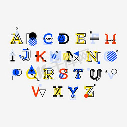 字母时尚免抠艺术字图片_创意孟菲斯英文字母