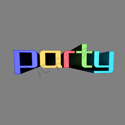 party霓虹免抠艺术字图片_蓝白色party字体