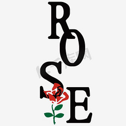 红玫瑰免抠免抠艺术字图片_玫瑰英文艺术字