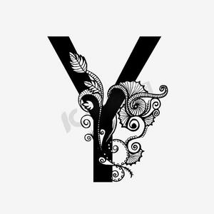 黑白奢华字母y艺术字