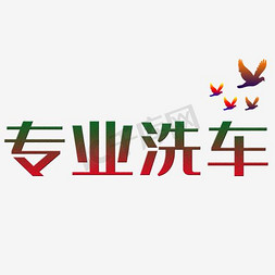 洗车卡通免抠艺术字图片_专业洗车