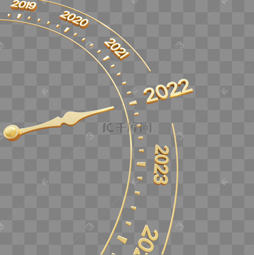 金色C4D立体2022时钟针表元旦新年图片