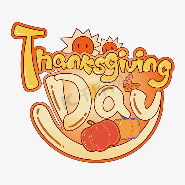 感恩节卡通手绘涂鸦太阳南瓜ThanksgivingDay图片