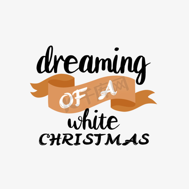 svg梦想着白色圣诞节手绘丝带插画图片