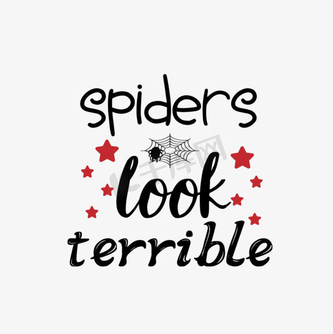svg黑色蜘蛛看上去很糟糕手绘蜘蛛网短句图片