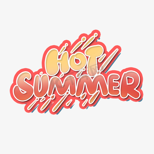 卡通手绘风夏季促销hotsummer艺术字图片