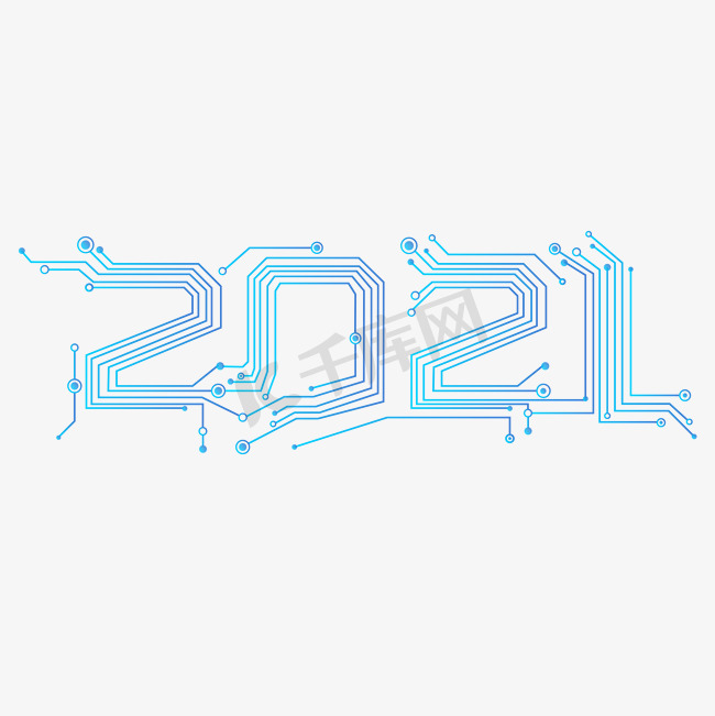2021科技电路板渐变风格字体图片