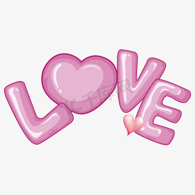 love粉色卡通字图片