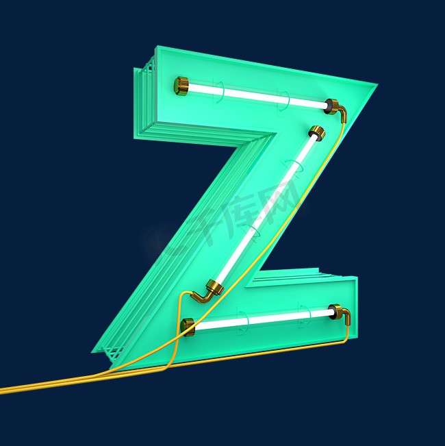 英文字母大写Z数字字母字母素材3D立体灯管字图片