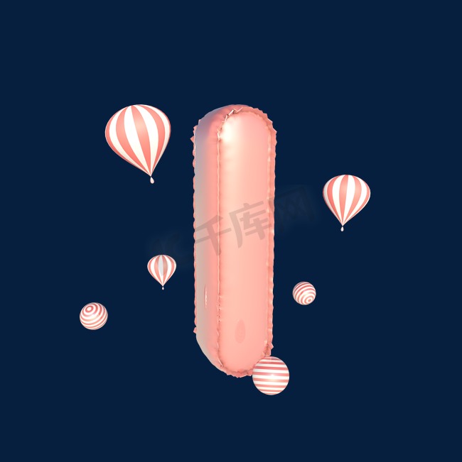 C4D立体粉色漂浮气球数字倒计时1图片