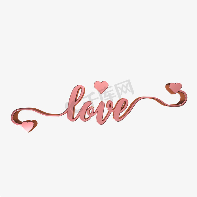 LOVE花体英文金属立体字图片