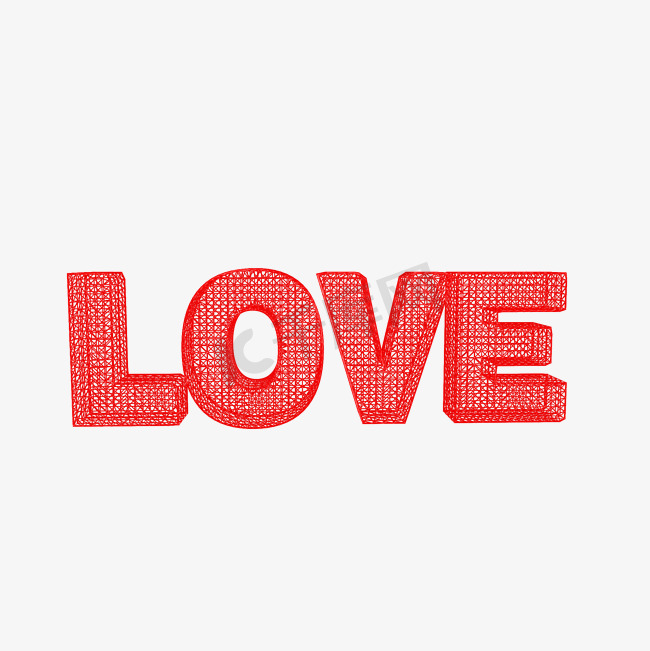 LOVE立体字体C4D创意红色字体爱心3d图片