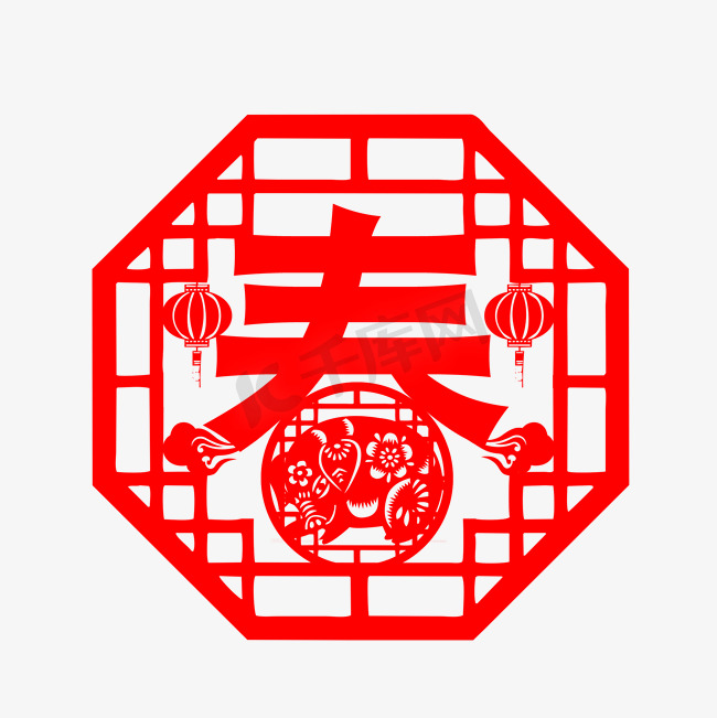 春字春节剪纸猪年2019边框图片
