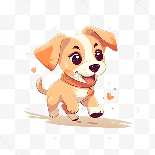 动物卡通可爱奔跑跳跃的小狗图片