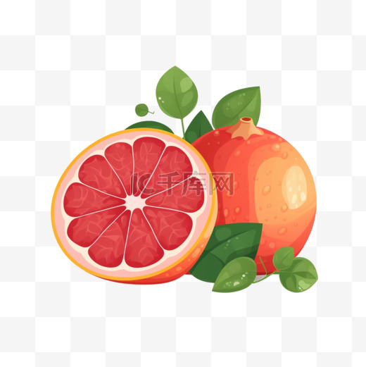 扁平水果卡通手绘西柚红橙图片