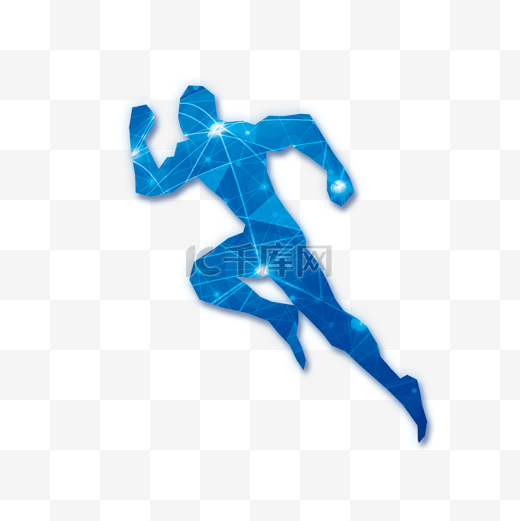 蓝色科技奔跑的人物剪影图片