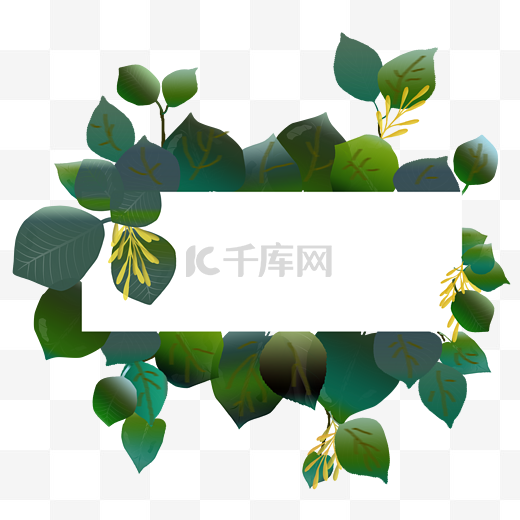 绿叶金银花藤蔓植物小清新边框图片