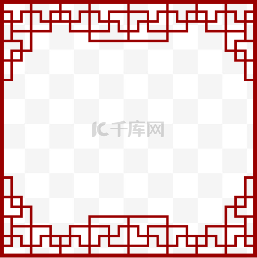 中国风红色窗格纹矢量文字边框海报边框透明png图片