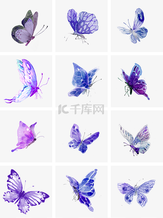 中国风泼墨紫色蝴蝶图片