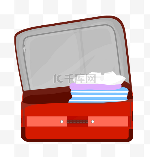 红色的旅行箱插画图片