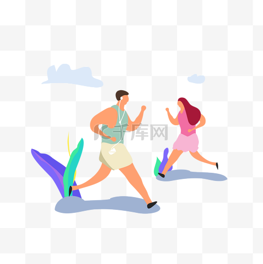 跑步锻炼的人们组图矢量免扣图片