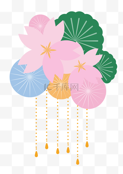 日系粉色樱花柔和糖果色可爱发饰图片