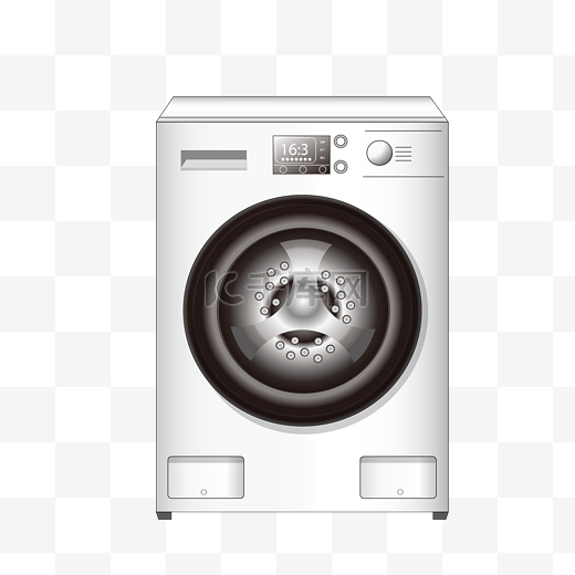 手绘滚筒洗衣机插画图片