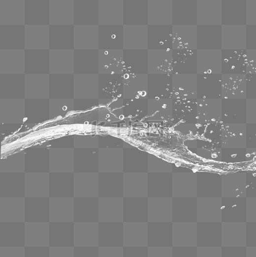 白色水流水花元素图片